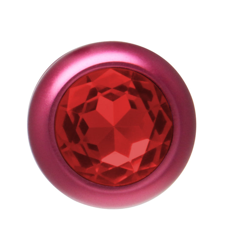 ANAL PLUG AL ALLOY SMALL RED WITH RED JEWEL