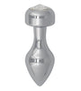 Alloy Butt Plug with Clear Jewel, Stainless Large