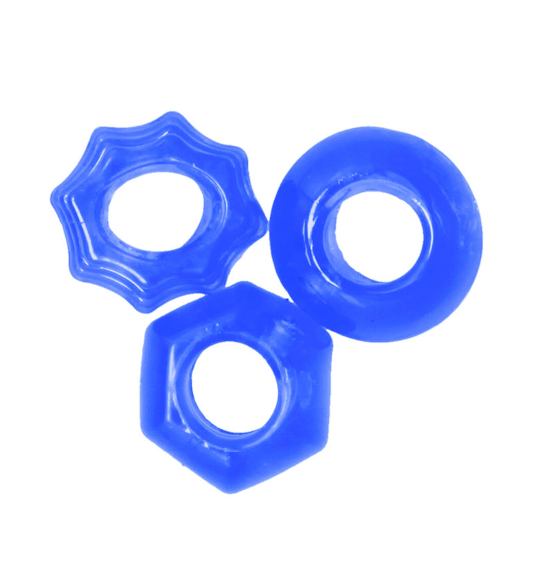 Social Club Cock Ring Set - Blue