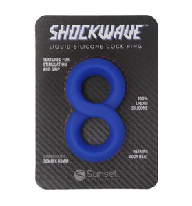 Shockwave Silicone Double Cock Ring - Blue