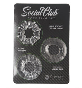 SOCIAL CLUB COCK RING SET - CLEAR