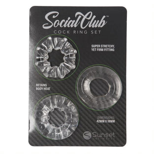 SOCIAL CLUB COCK RING SET - CLEAR